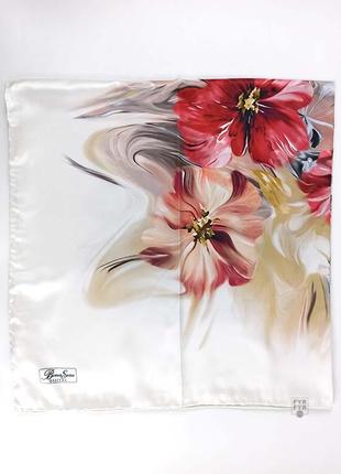 Шелковый платок шелк нежный атлас ручной роуль цветы новый качественный2 фото