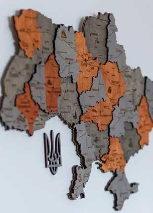 Деревянная карта украины многослойная 3d logistics - скала довбуша