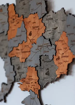 Деревянная карта украины многослойная 3d logistics - скала довбуша