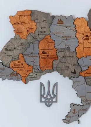 Деревянная карта украины многослойная 3d logistics - скала довбуша