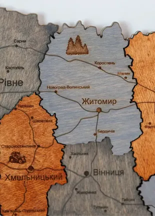 Деревянная карта украины многослойная 3d logistics - скала довбуша