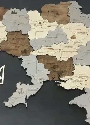 Деревянная карта украины многослойная 3d logistics - каменный лес2 фото