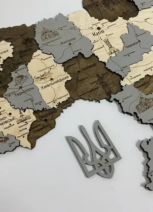Деревянная карта украины многослойная 3d travel - каменный лес2 фото