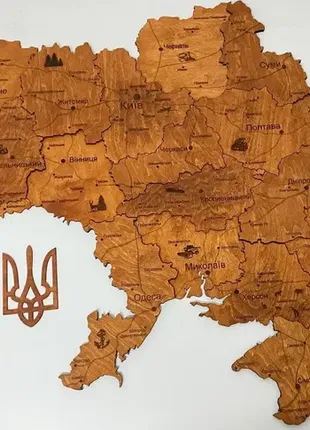 Дерев'яна карта української багатошарова 3d logistics — тик