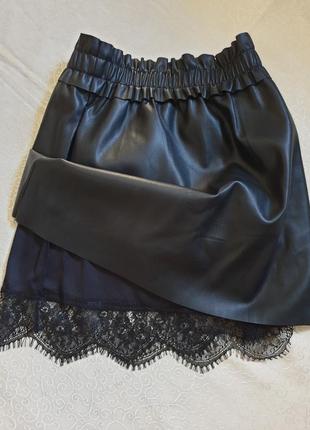Юбка юбка черная с сетевым reserved3 фото