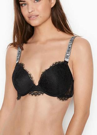 Бюстгальтер зі стразами victoria's secret bombshell shine strap lace push-up bra