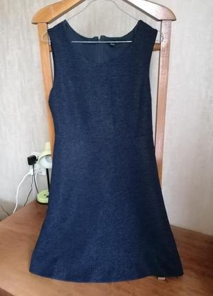 Синее фактурное платье клеш cos (к091)