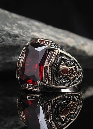 Турецька печатка перстень для чоловіків - падишах імператора стародавні різьблені знаки з червоним каменем розмір 20
