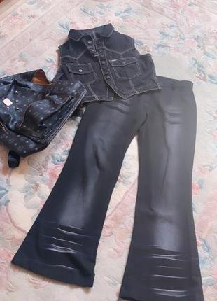 Комплект костюм джинсы топ джинсовая безрукавка летний костюм черный джинсы черные прямые брендовый костюм zara3 фото