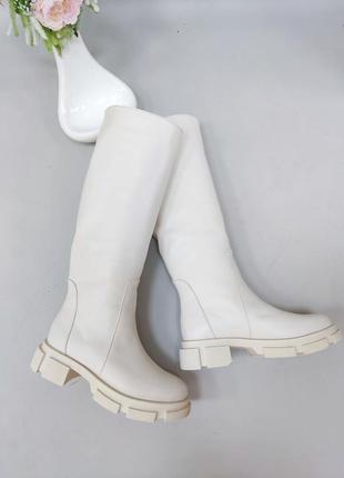 Сапоги трубы из итальянской кожи и замши женские2 фото