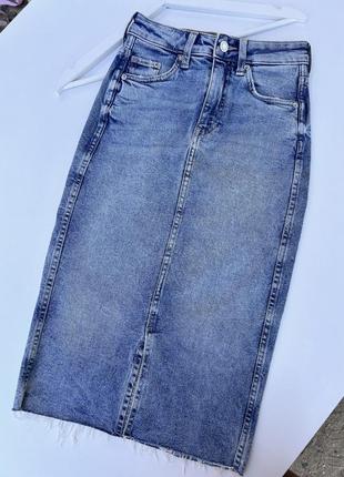 H&amp;m крутая джинсовая юбка-миди 💙1 фото