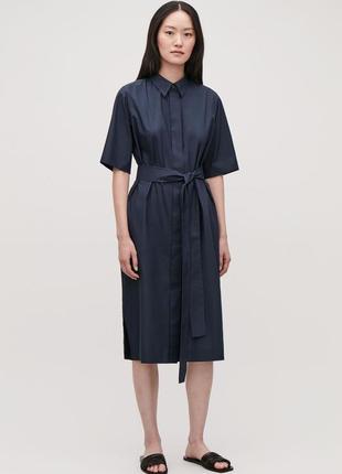 Темно-синее миди платье рубашка cos с поясом на пуговицах, размер 36 (s)2 фото