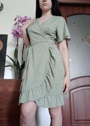 Зелена сукня в горошок2 фото