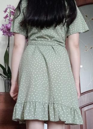 Зелена сукня в горошок3 фото