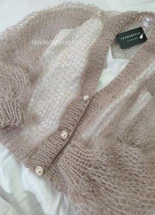Кардиган павутинка, handmade, кардиган из мохера