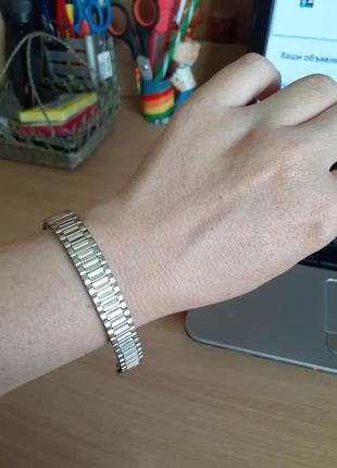 Винтаж! ⚖ никелированный стальной браслет для часов резинка тянется с дужками