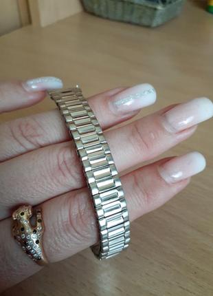 Винтаж! ⚖ никелированный стальной браслет для часов резинка тянется с дужками
