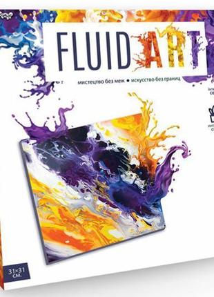 Набір для креативної творчості fluid art danko toys fa-01-01 флюїд арт полотно фарби лак рукавички дитячий9 фото