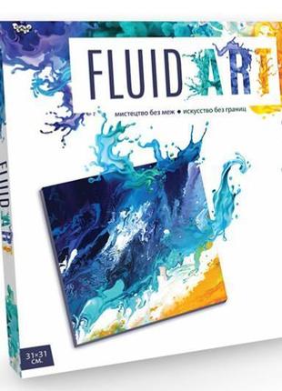 Набор для креативного творчества fluid art danko toys fa-01-01 флюид арт холст краски лак перчатки детский5 фото