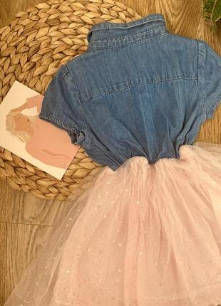 Джинсовое платье с фатиновой юбкой 12-18 мес (86-92 размер)6 фото