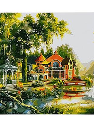 Картина за номерами мiсце для вiдпочинку в саду strateg розміром 40х50 см gs040