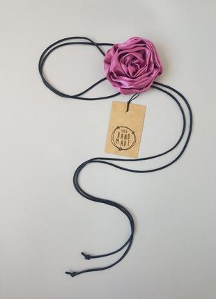Чокер квітка троянда на шию роза рожева , 6 см