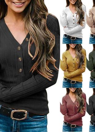 Трендовая кофта-реглан с длинным рукавом в рубчик