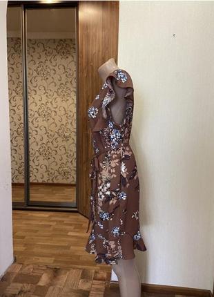 Новое шоколадное платье цветочный принт, размер 46-484 фото