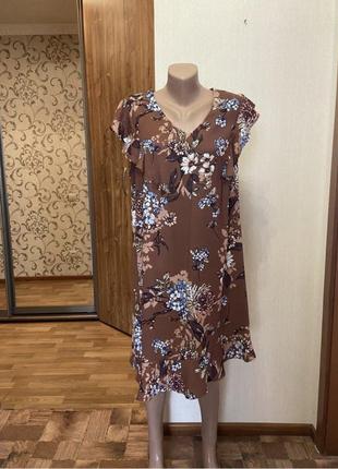 Новое шоколадное платье цветочный принт, размер 46-487 фото