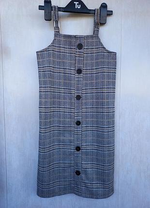 Прямий картатий сарафан