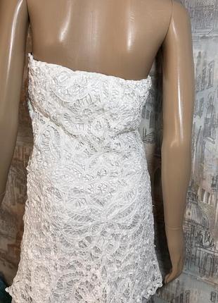 Белое сетевое платье s кружево4 фото