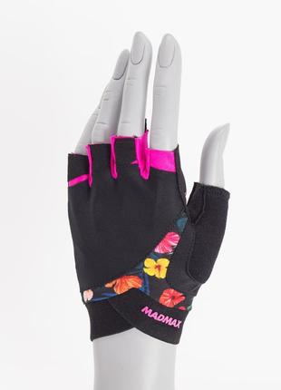 Перчатки для фитнеса и тяжелой атлетики madmax mfg-770 flower power gloves black/pink m