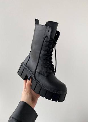 Стильные теплые ботинки женские черные,зима, демисезон, весокая подошва, кожаная/кожа-женская обувь2 фото