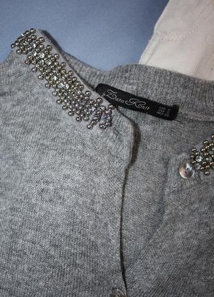 Нежный серый кардиган с вышивкой zara knit8 фото