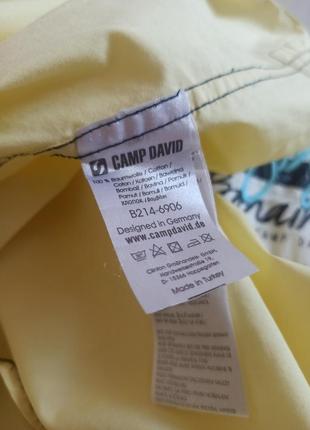 Жовта сорочка з коротким рукавом, рубашка с надписями camp david