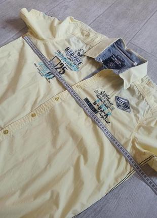 Жовта сорочка з коротким рукавом, рубашка с надписями camp david