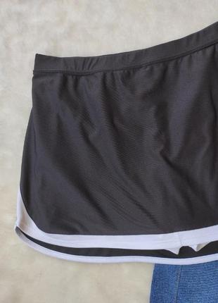 Шорты с юбкой мини спортивная теннисная юбка с шортами короткие черная с белыми стрейч champion4 фото