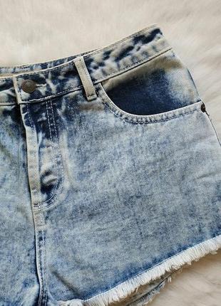 Блакитні світлі з білим джинсовими шорти висока талія посадка секси бахрома варенки4 фото