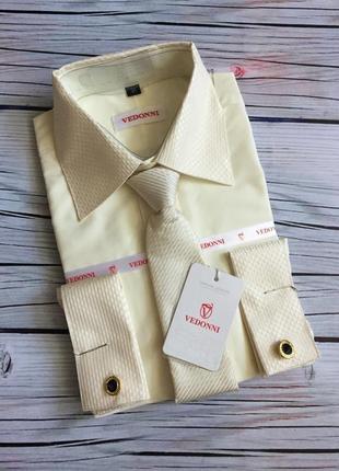 Комплект сорочка краватка запонки🇹🇷1 фото