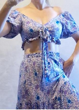 Комплект юбка с топом из штапеля1 фото