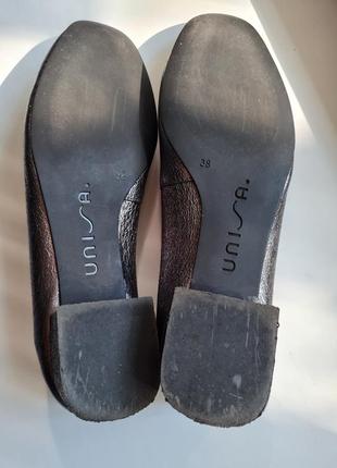 Туфли балетки кожаные серебристые unisa10 фото