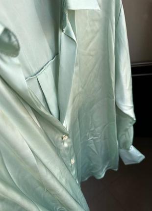 Zara блуза блузка рубашка под шелк мятная2 фото
