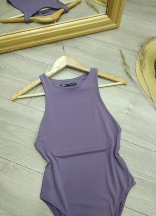 Zara еластичне базове болі топ майка бузкового кольору xs s m