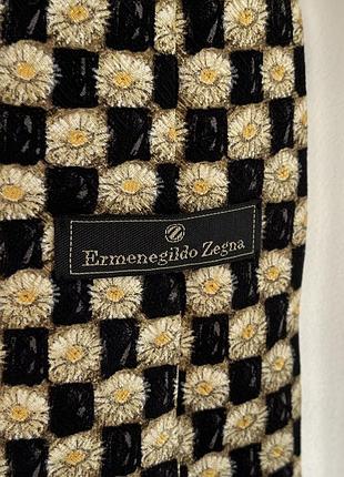 Ermenegildo zegna silk tie made in italy люкс краватка галстук ромашка чорний зегна оригінал італія шовк класичний стиль