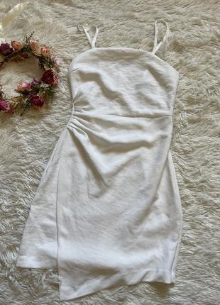 Біла міні сукня на запах zara3 фото