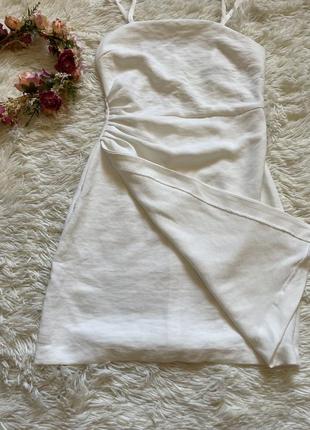 Біла міні сукня на запах zara5 фото
