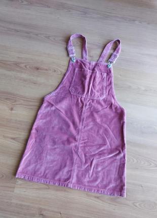 Велюровый розовый сарафан, комбинезон с юбкой, ромпер тopshop moto, р. 10