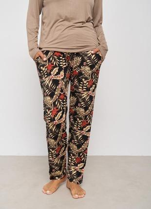 Пижама женская с брюками в листья - вискоза2 фото