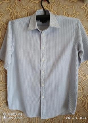Отличная мужская рубашка georgio collection  с коротким рукавом /размер  м