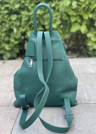 Шкіряний зелений рюкзак stella, італія, кольори в асортименті5 фото
